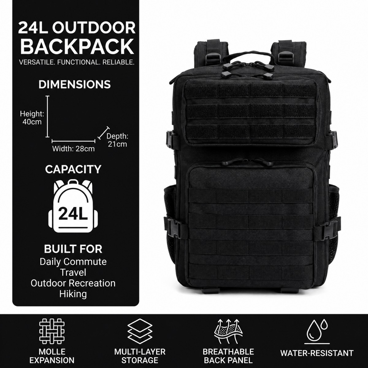 Mochila Táctica de 24L para Ho - Cycling Gear For Commuting reseña y precio